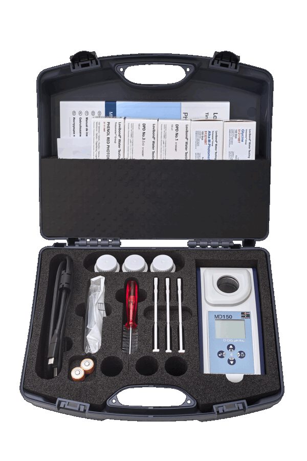 Photometer MD150 Lovibond mit Tabletten Cl-ClO2-pH-KS4.3